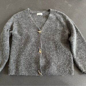 H&M like new Gray Knit Cardigan with dinosaur buttons